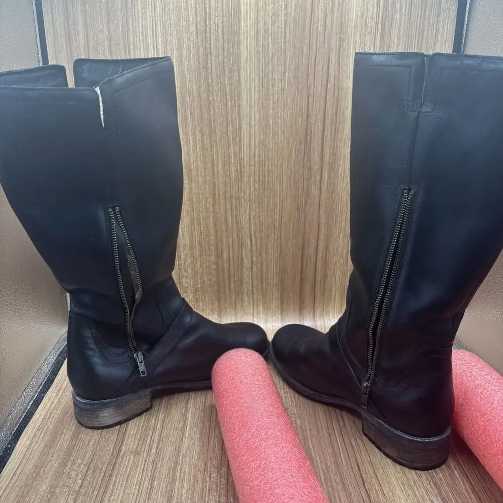 UGG‎ DAHLEN BLACK LEATHER RIDING WATER RESISTANT BOOTS US 11 / EU 42 / UK 9.5